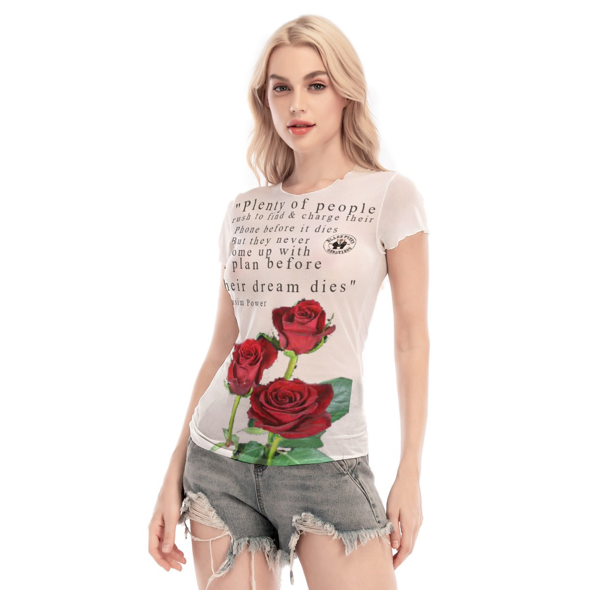 All-Over Print Women's Short Sleeve Mesh Blouse