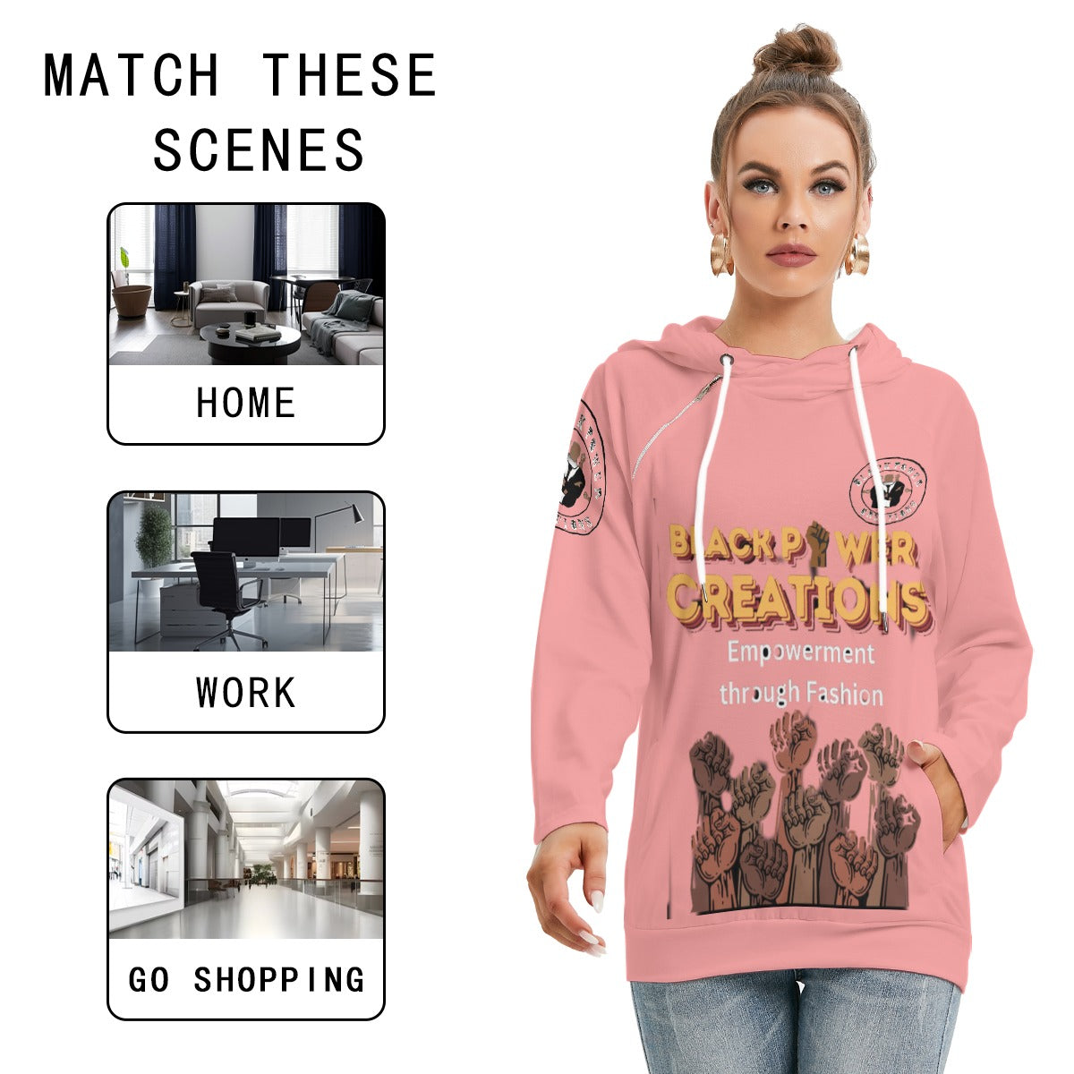 All-Over Print Women's Hoodie With Double Hood