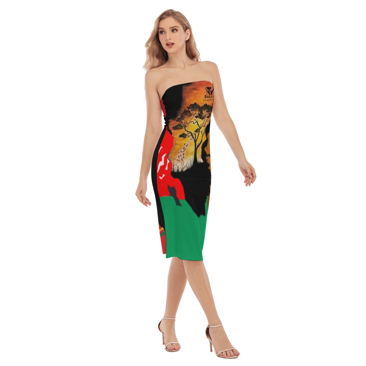 All-Over Print Women's Side Split Tube Top Dress