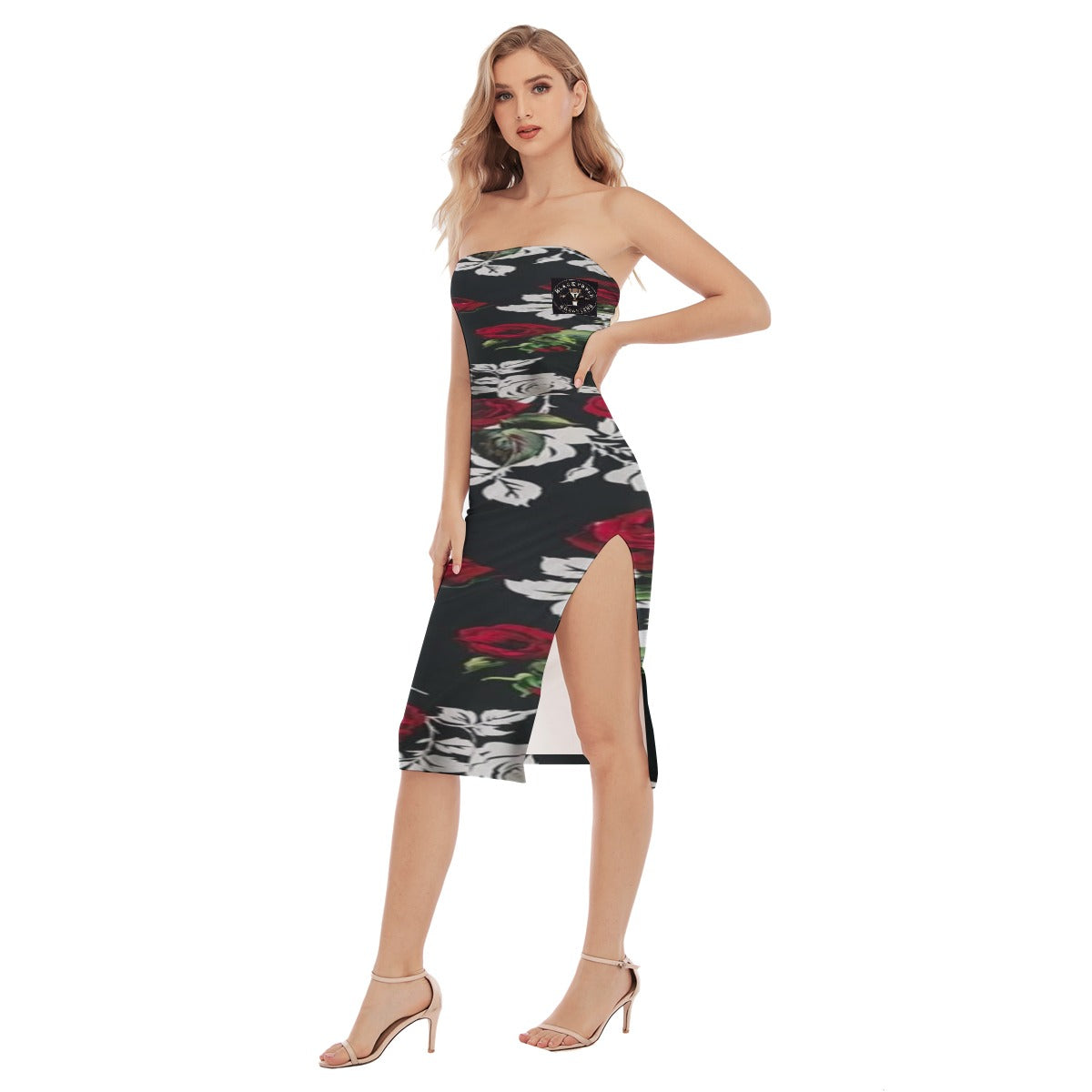All-Over Print Women's Side Split Tube Top Dress
