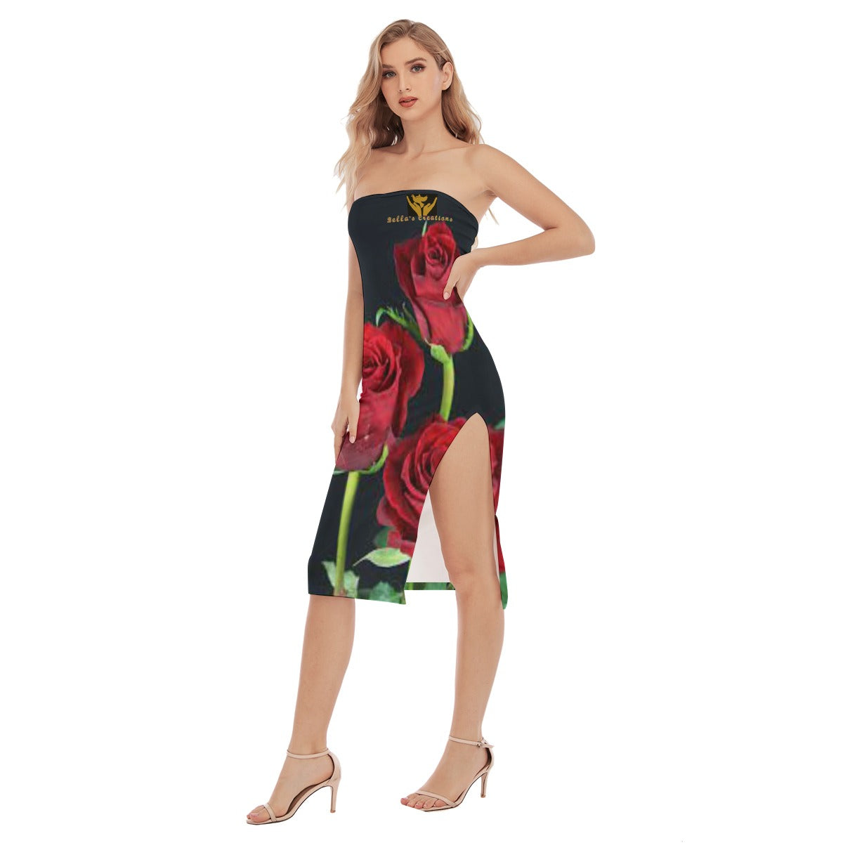 All-Over Print Women's Side Split Tube Top Dress