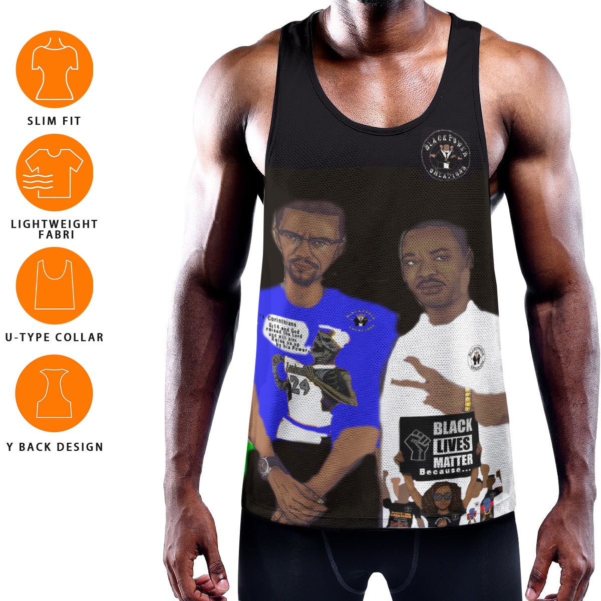 All-Over Print Men's Slim Y-Back Muscle Tank Top