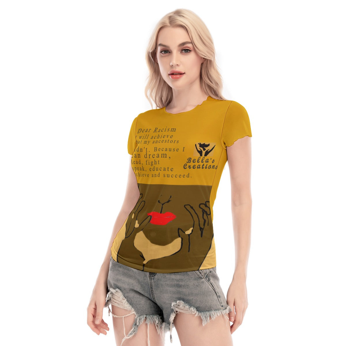 All-Over Print Women's Short Sleeve Mesh Blouse