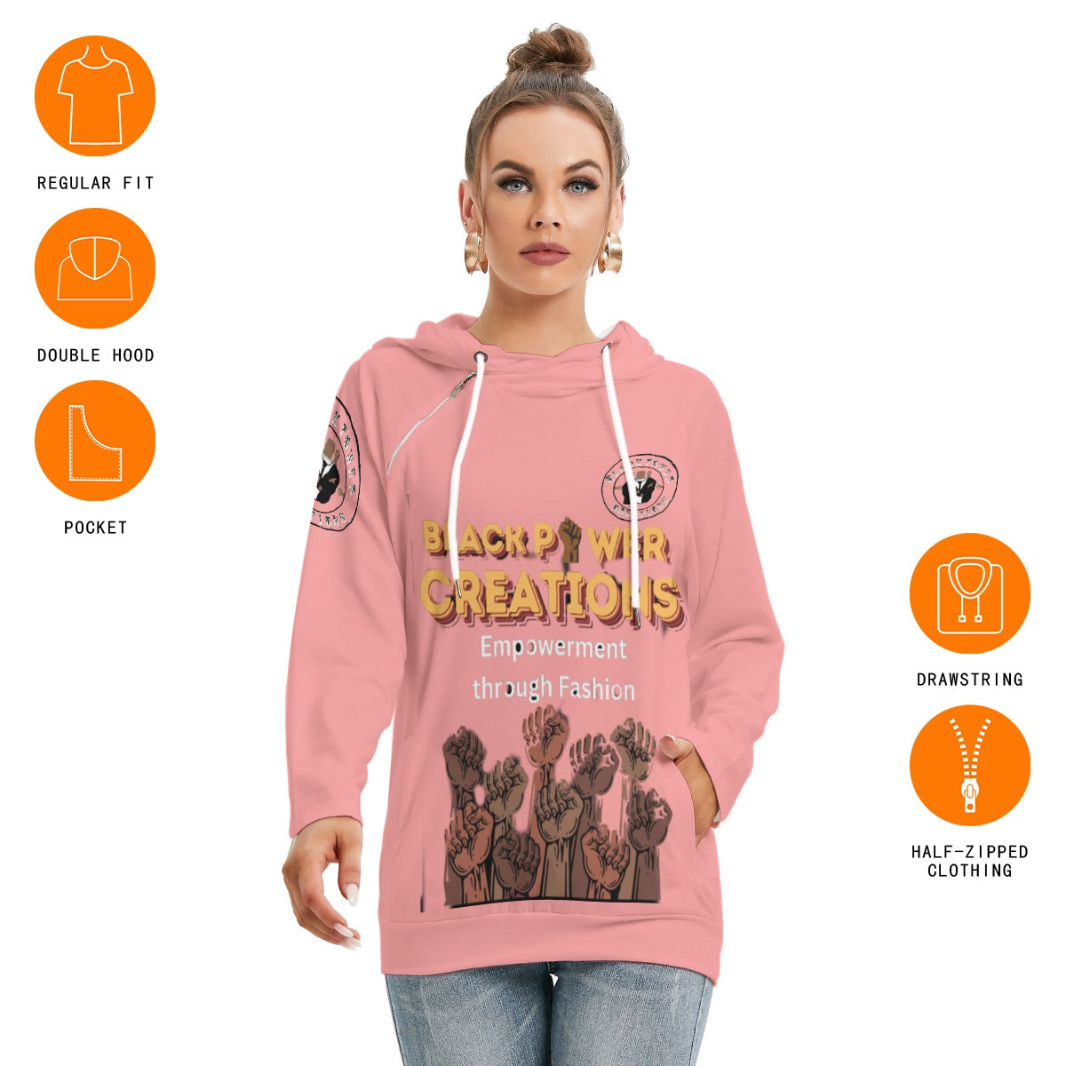 All-Over Print Women's Hoodie With Double Hood