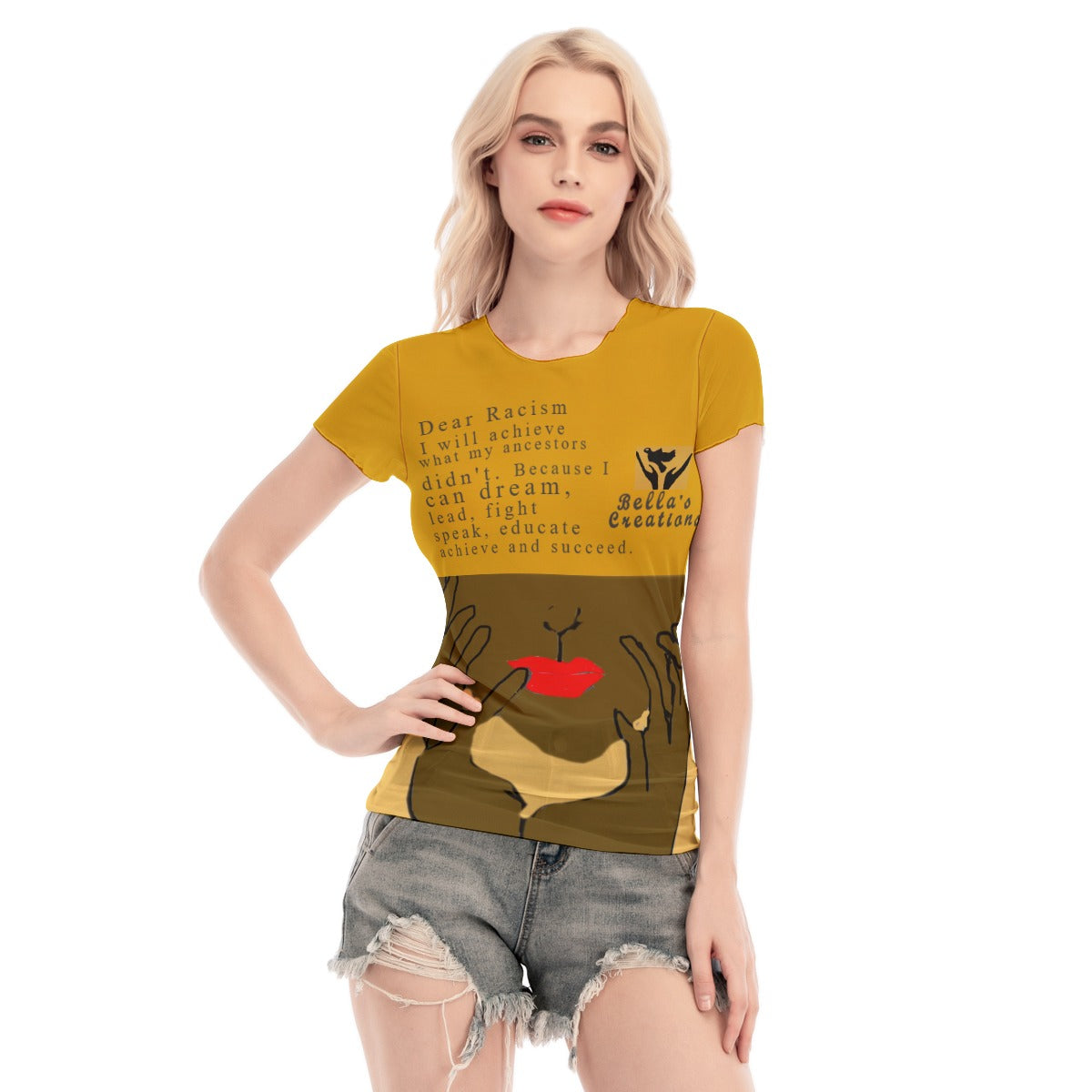 All-Over Print Women's Short Sleeve Mesh Blouse