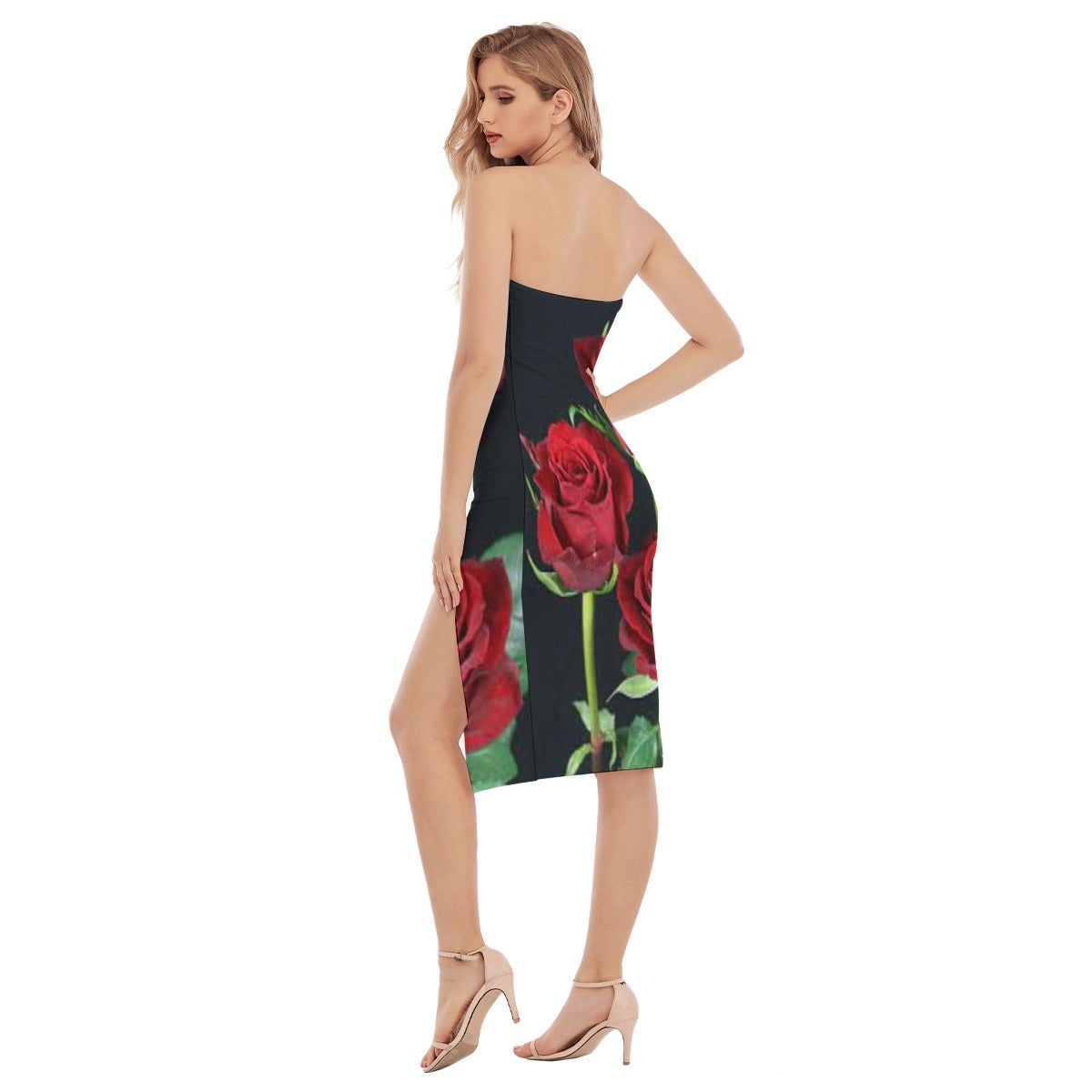 All-Over Print Women's Side Split Tube Top Dress