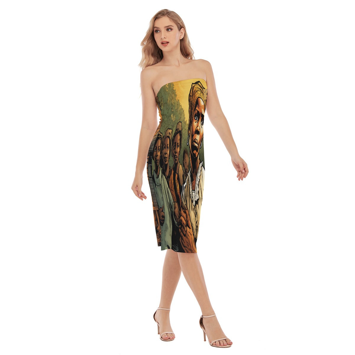 All-Over Print Women's Side Split Tube Top Dress