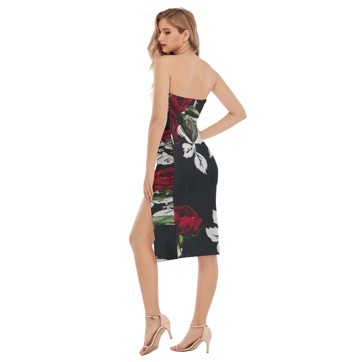 All-Over Print Women's Side Split Tube Top Dress