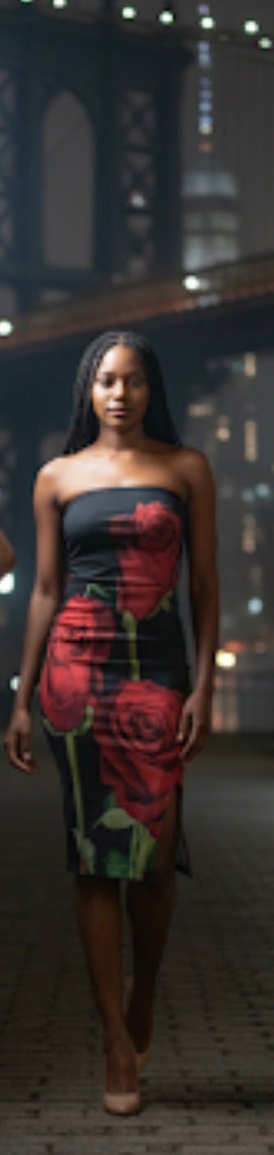 I am Unique Collection Black Dressnwith Red Roses