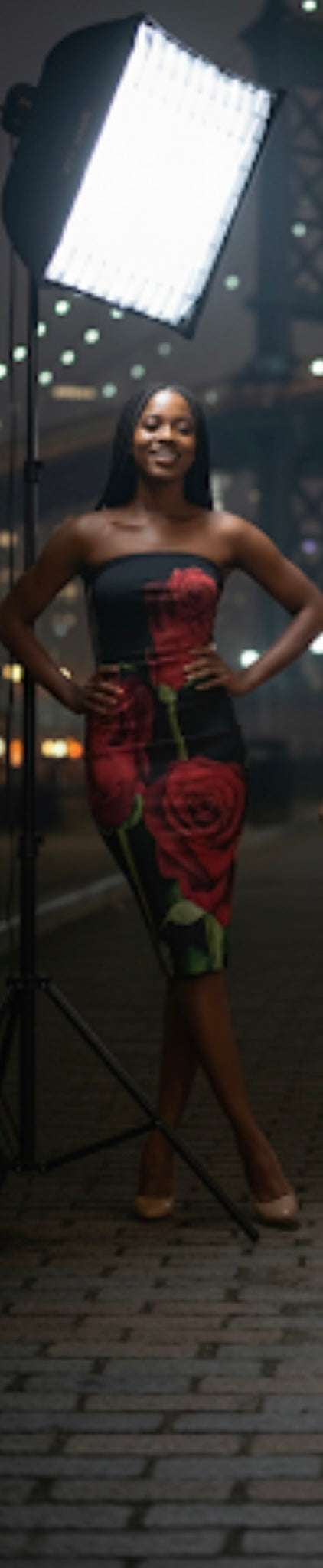 I am Unique Collection Black Dressnwith Red Roses