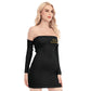 All-Over Print Women's Off-shoulder Back Lace-up Dress