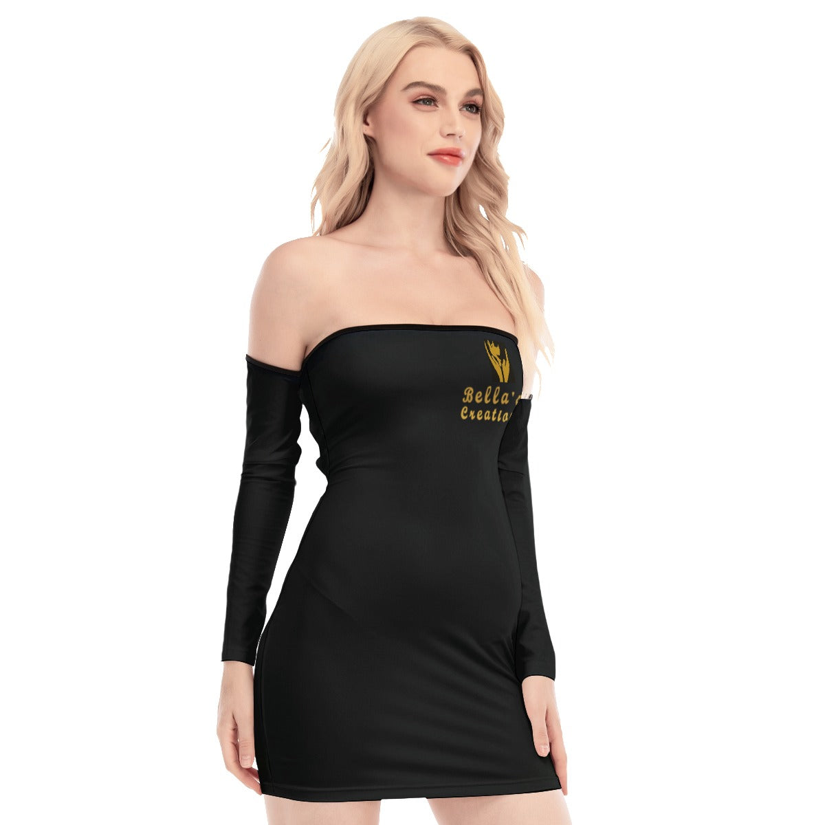 All-Over Print Women's Off-shoulder Back Lace-up Dress