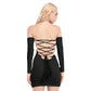 All-Over Print Women's Off-shoulder Back Lace-up Dress