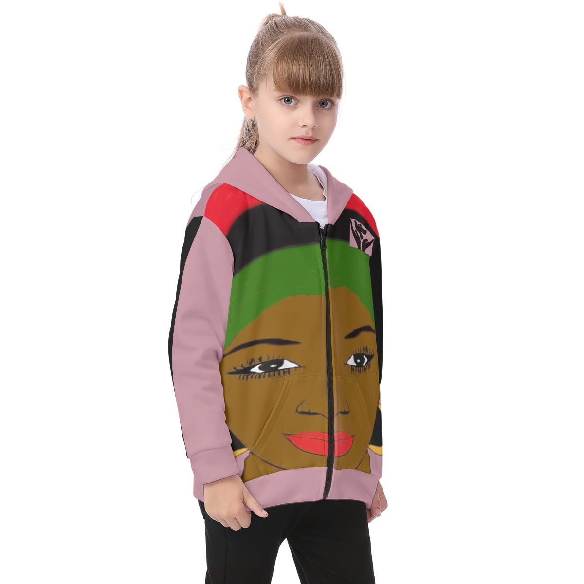 All-Over Print Kid's Heavy Fleece Zip Up Hoodie