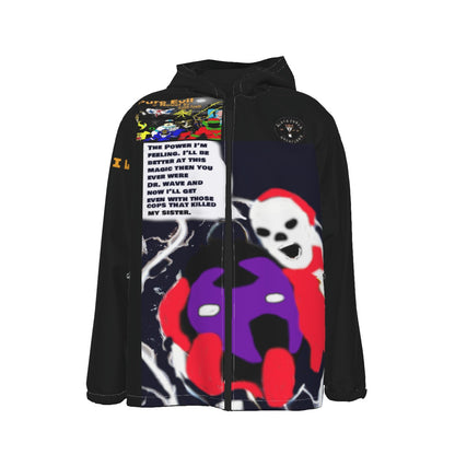 Pure Evil's All-Over Print Men's Hooded Zipper Windproof Jacket