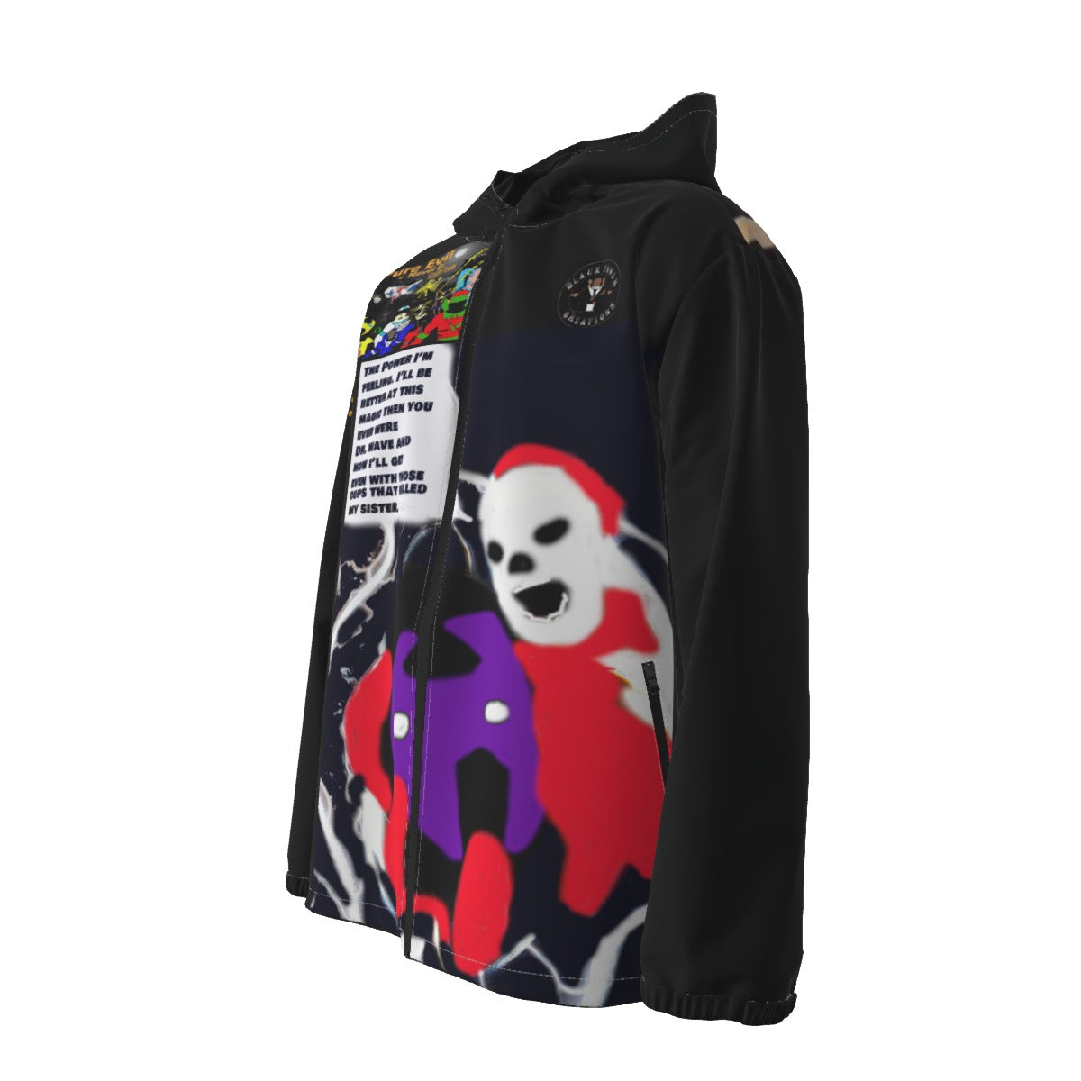 Pure Evil's All-Over Print Men's Hooded Zipper Windproof Jacket